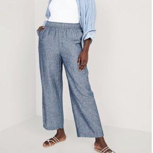 High-Waisted Linen-Blend Wide-Leg Pants for Women
